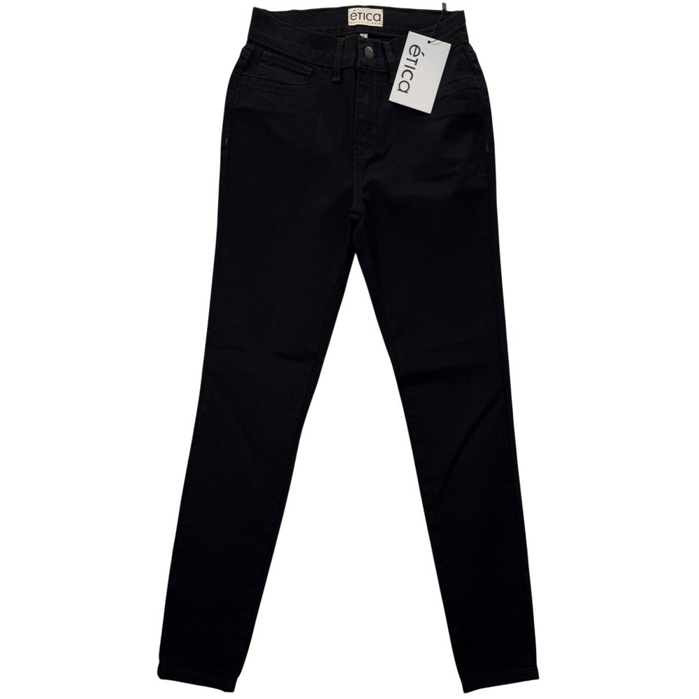 NWT - Etica - Organic Cotton High Rise Skinny Black Jeans - Size 1